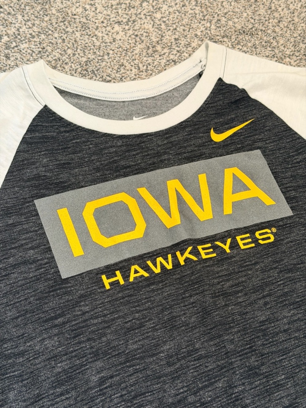 Nike Women’s Iowa Hawkeyes 3/4 Sleeve Tee - Black and White Size XS